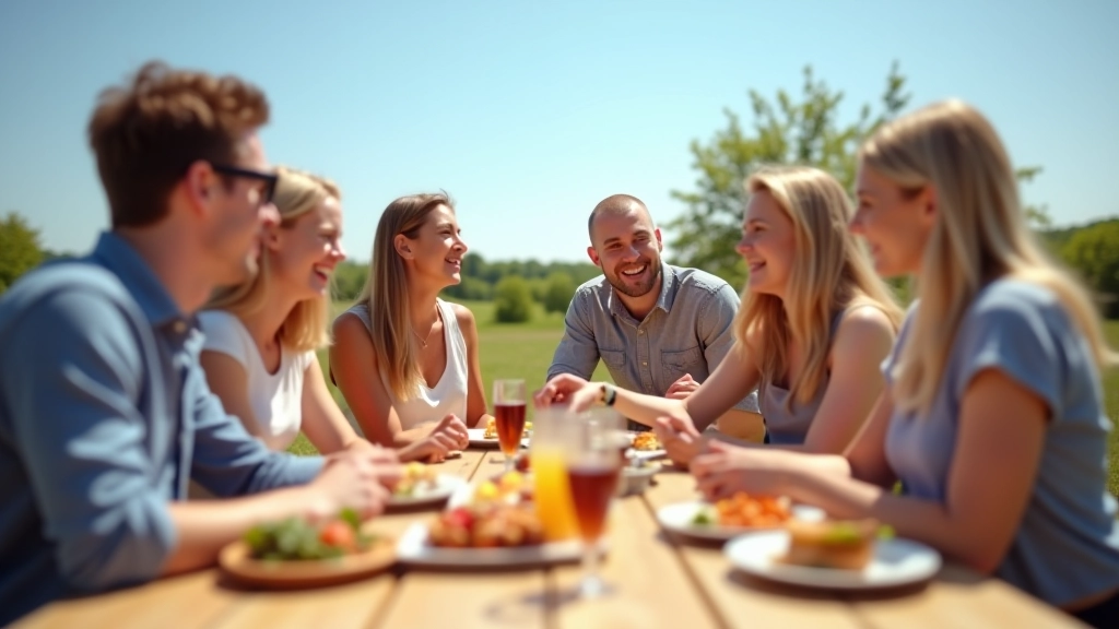 Group of friends laughing and enjoying activities together outdoors in Latvia
